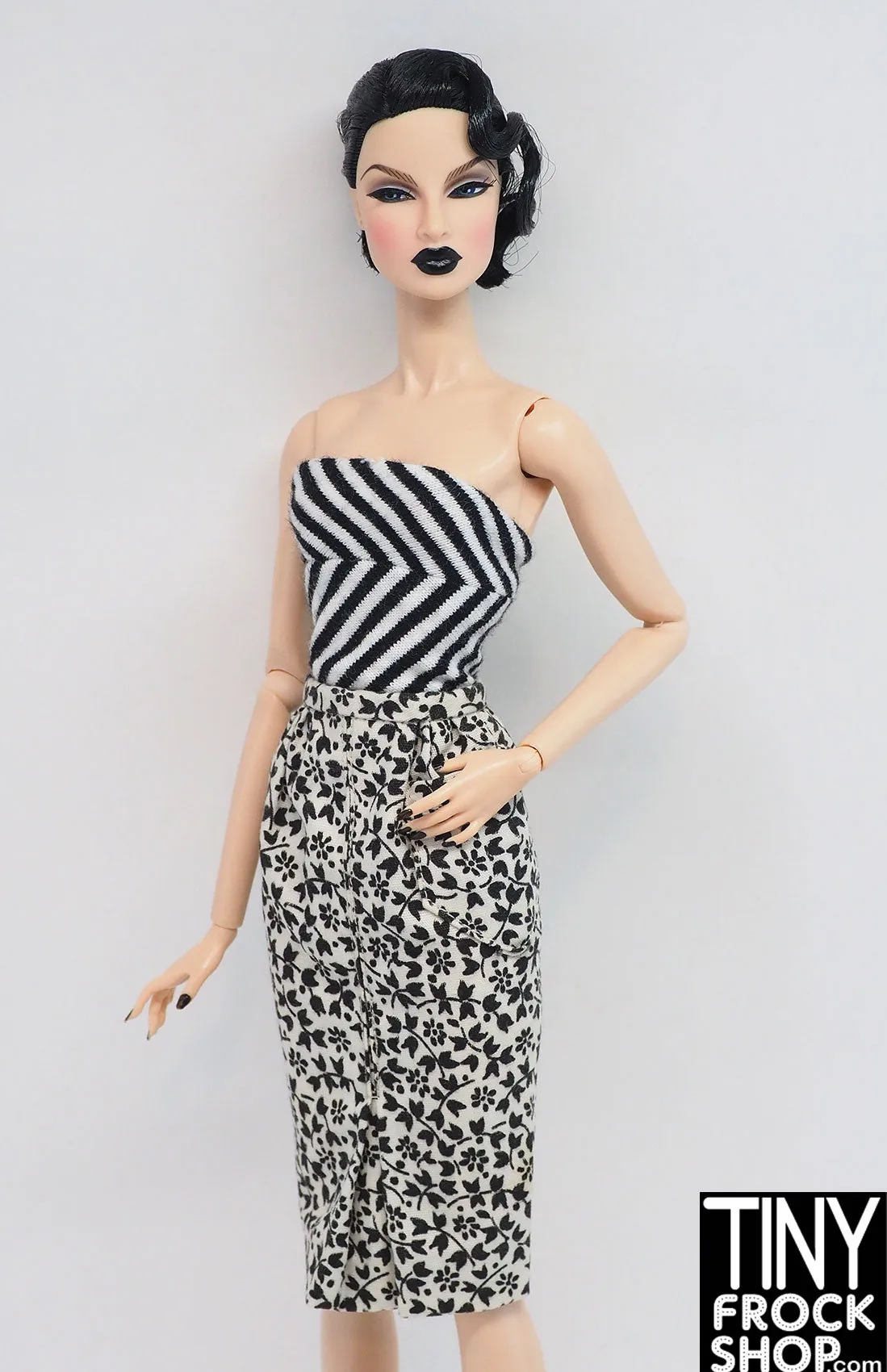 12" Fashion Doll Vintage Black and White Pencil Skirt