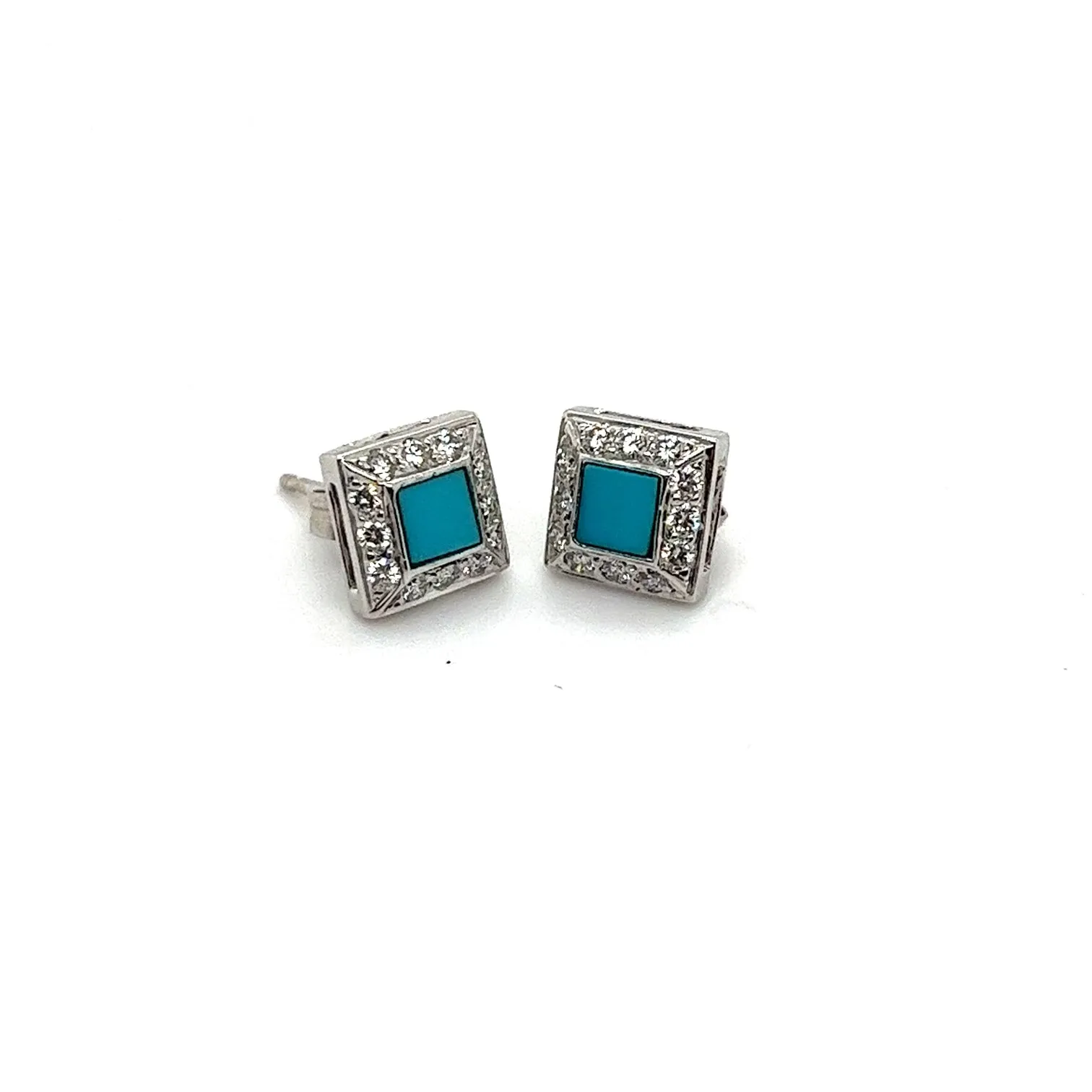 18kt White Gold Turquoise Mini Studs