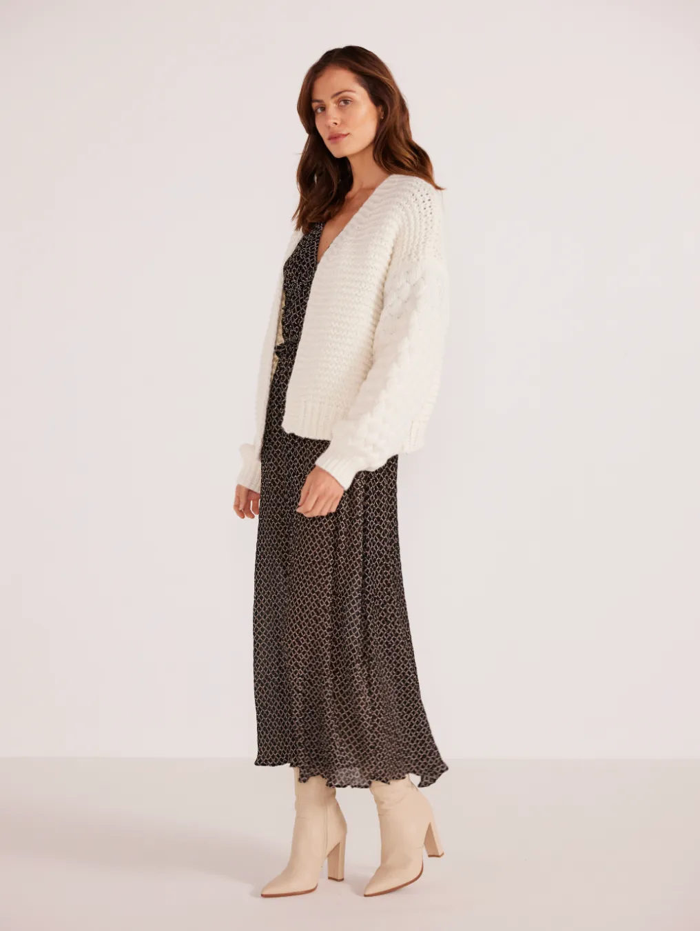 Abby Textured Knit Cardigan - Cream