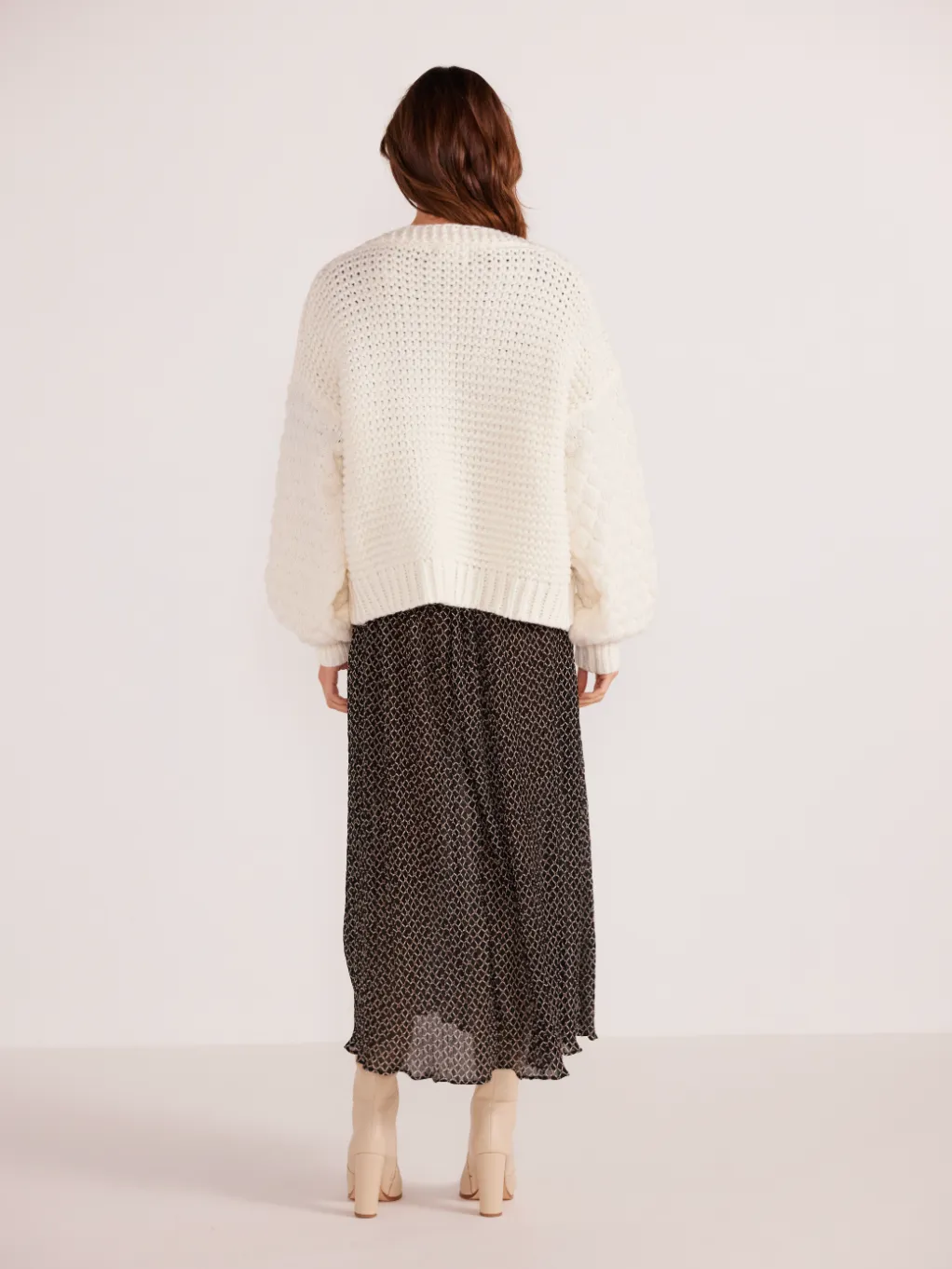 Abby Textured Knit Cardigan - Cream