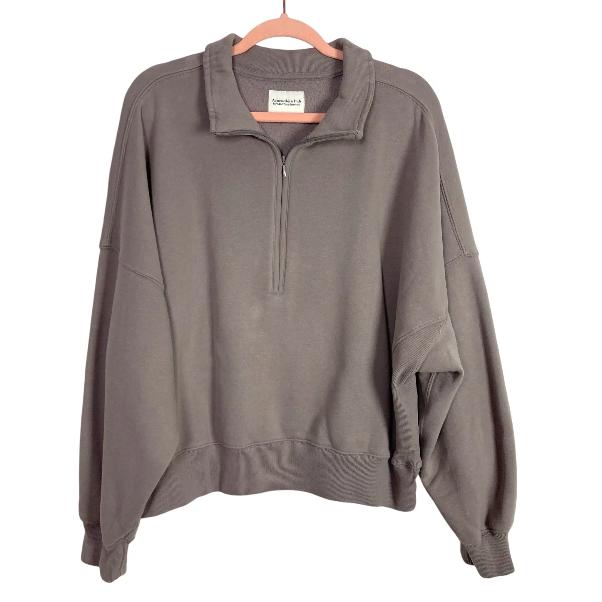 Abercrombie & Fitch Soft A&F Max Essentials Taupe Gray Half Zip Pullover- Size XL (see notes)