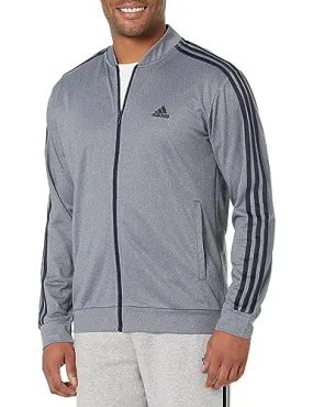 adidas Men's Three Stripe Tricot Full-Zip Jacket, Dark Grey Heather, X-Small