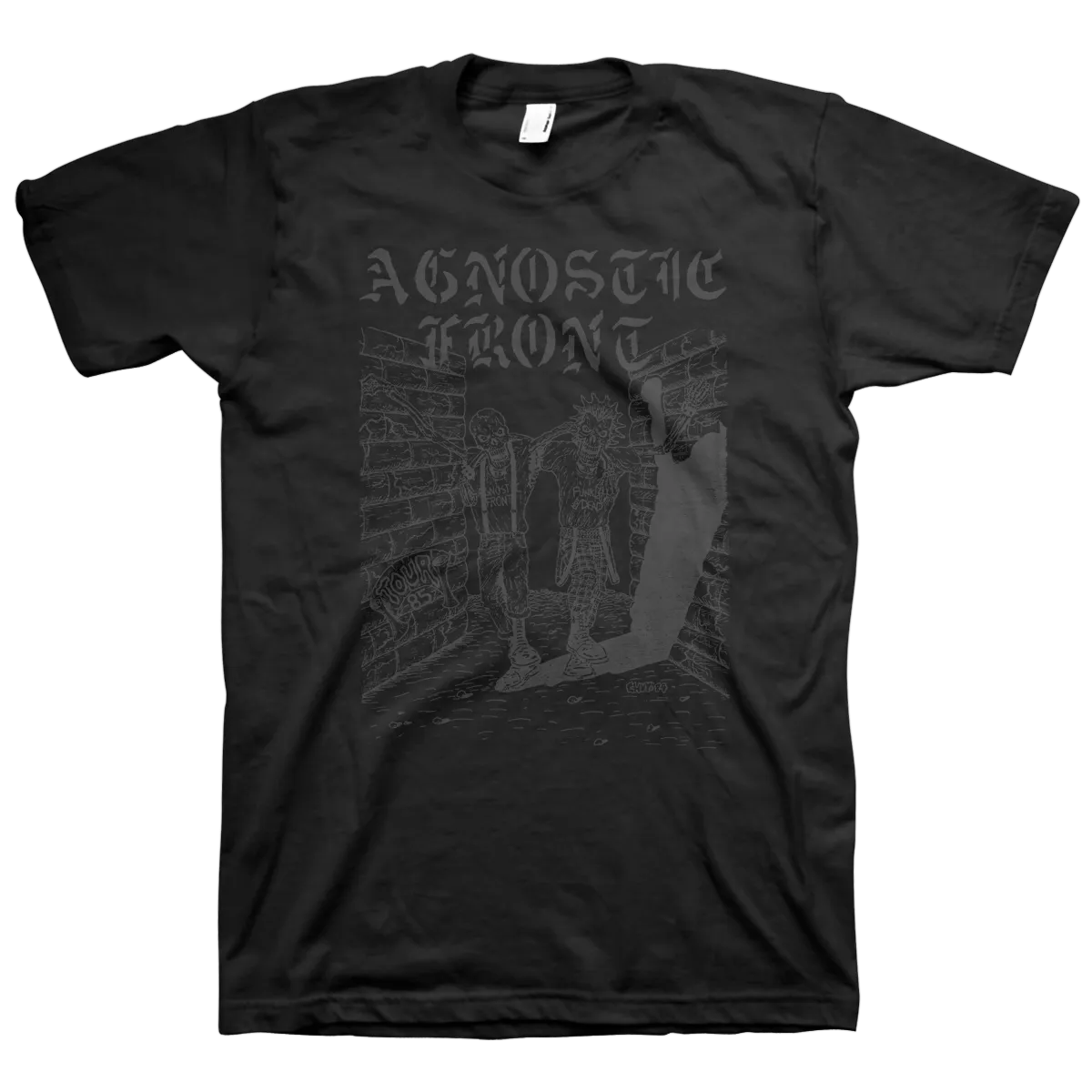 Agnostic Front "85 Tour" Black On Black T-Shirt