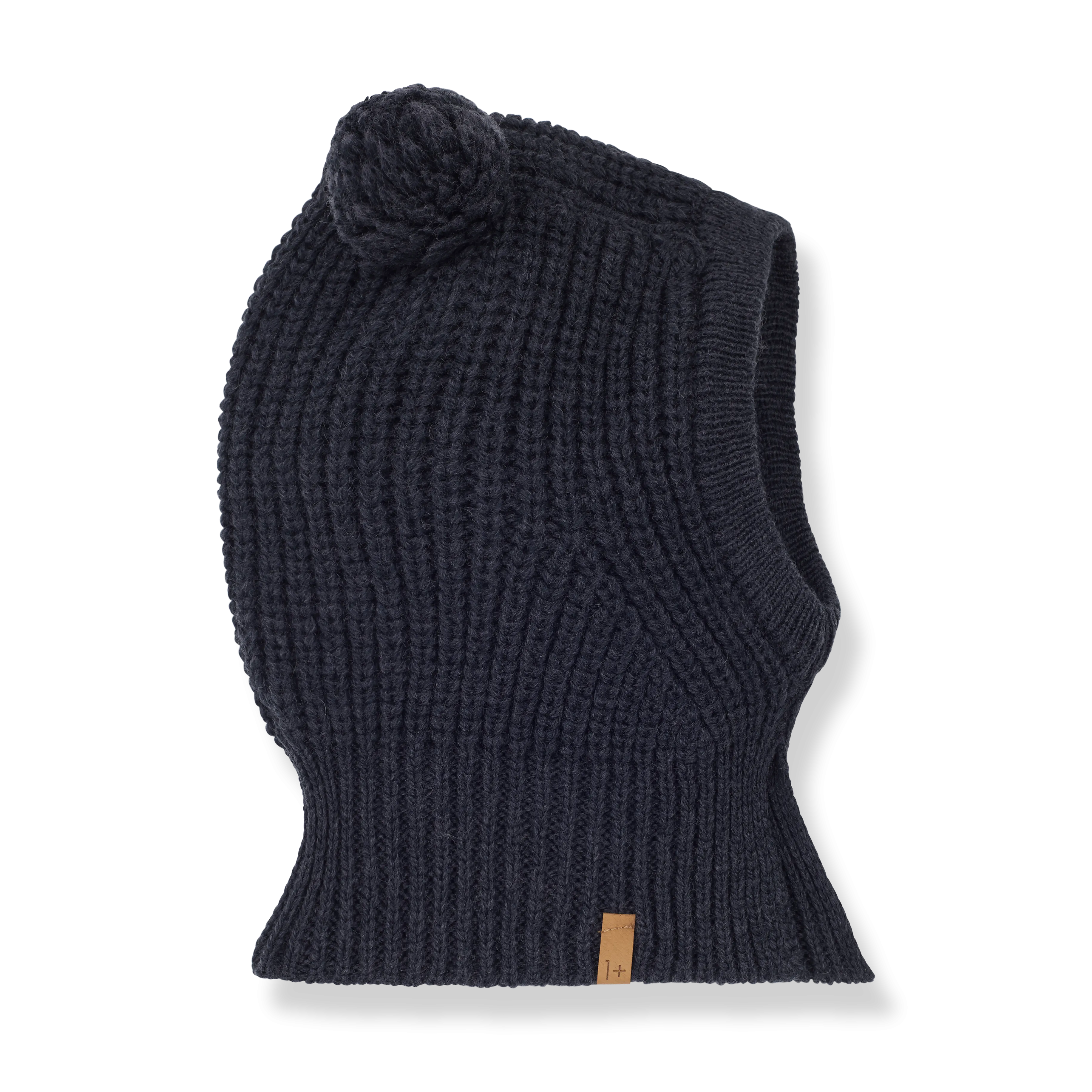 Ainet Merino Wool Pom Pom Baby Balaclava (Anthracite)