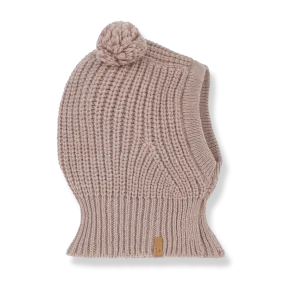 Ainet Merino Wool Pom Pom Baby Balaclava (Rose)