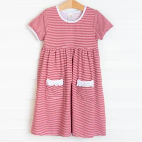 Alabama Popover Dress, Crimson