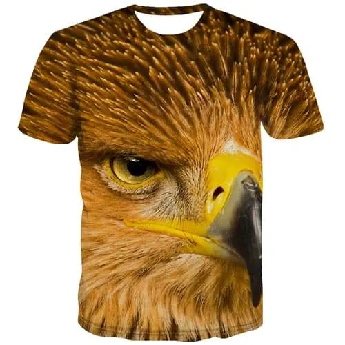 Animal T-shirt Men Eagle T-shirts 3d Feather Shirt Print Ferocious Tshirts Casual Hip Hop Tshirts Novelty Short Sleeve T shirts