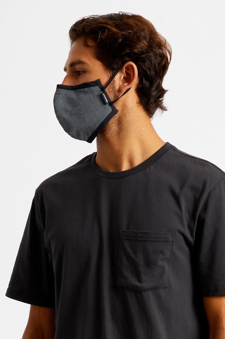 Antimicrobial 4-Way Stretch Face Mask - Black Herringbone