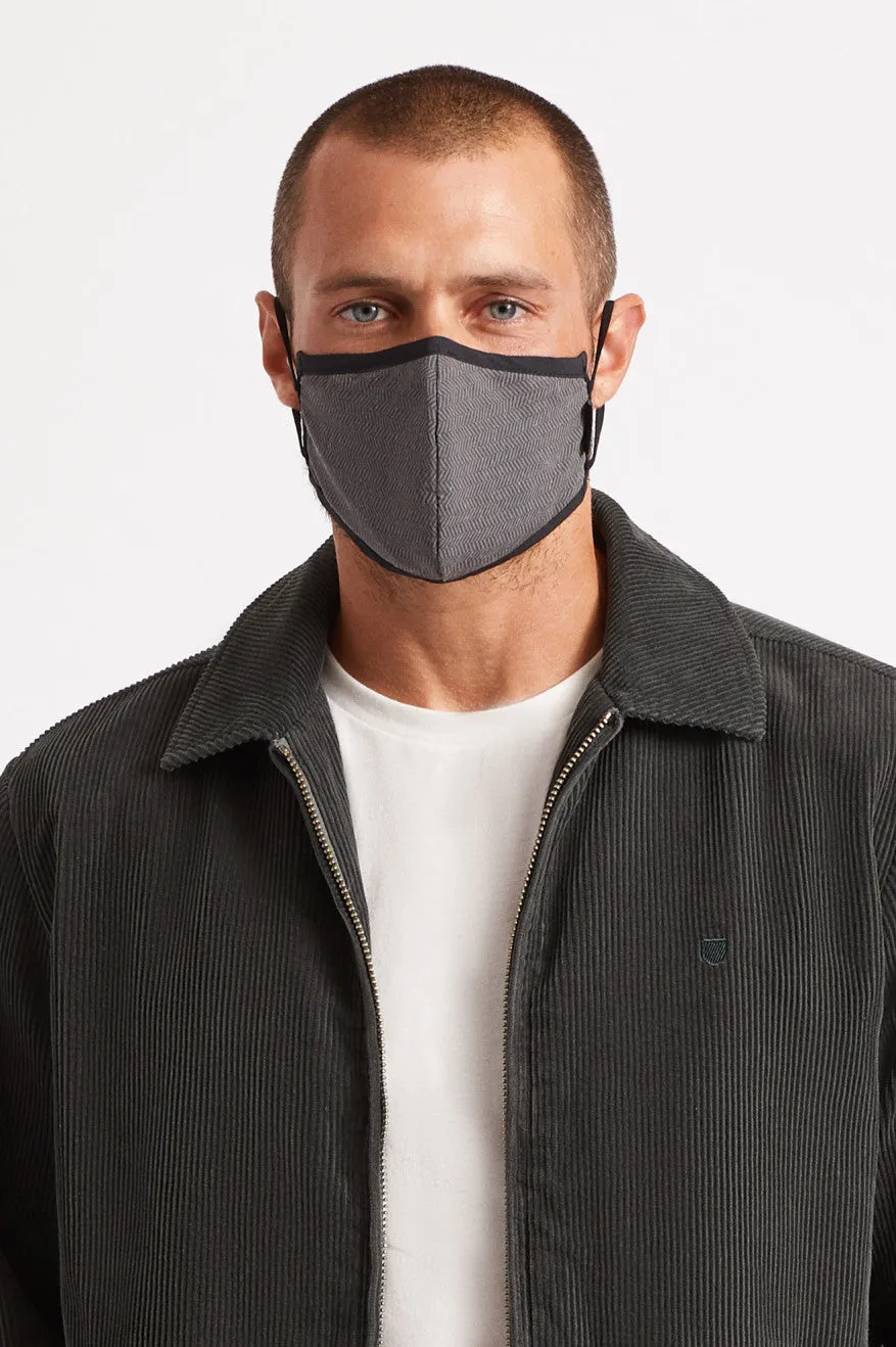 Antimicrobial 4-Way Stretch Face Mask - Black Herringbone