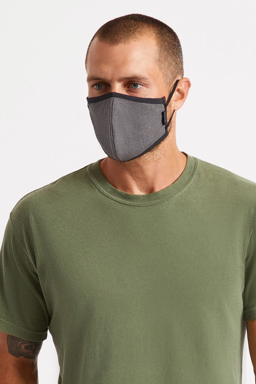 Antimicrobial 4-Way Stretch Face Mask - Black Herringbone