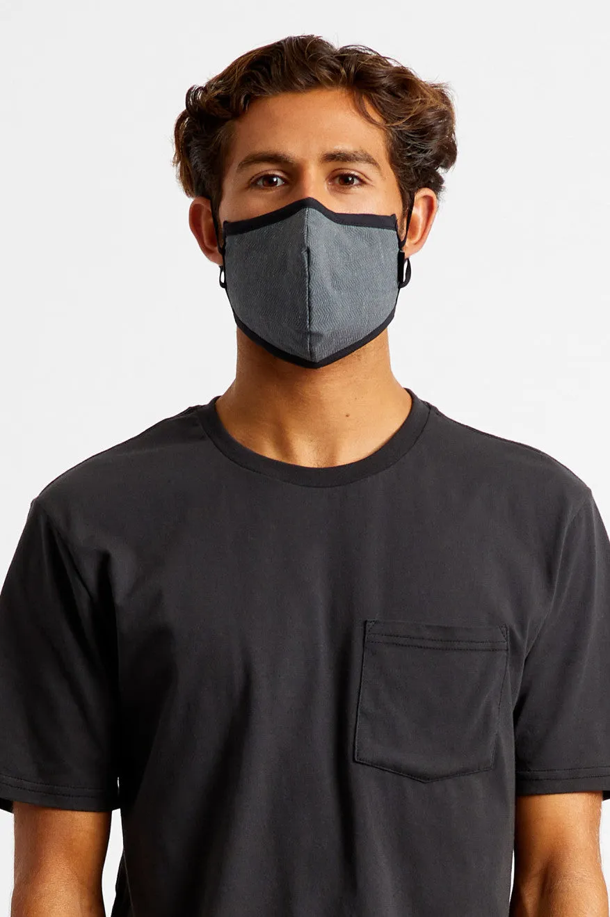 Antimicrobial 4-Way Stretch Face Mask - Black Herringbone