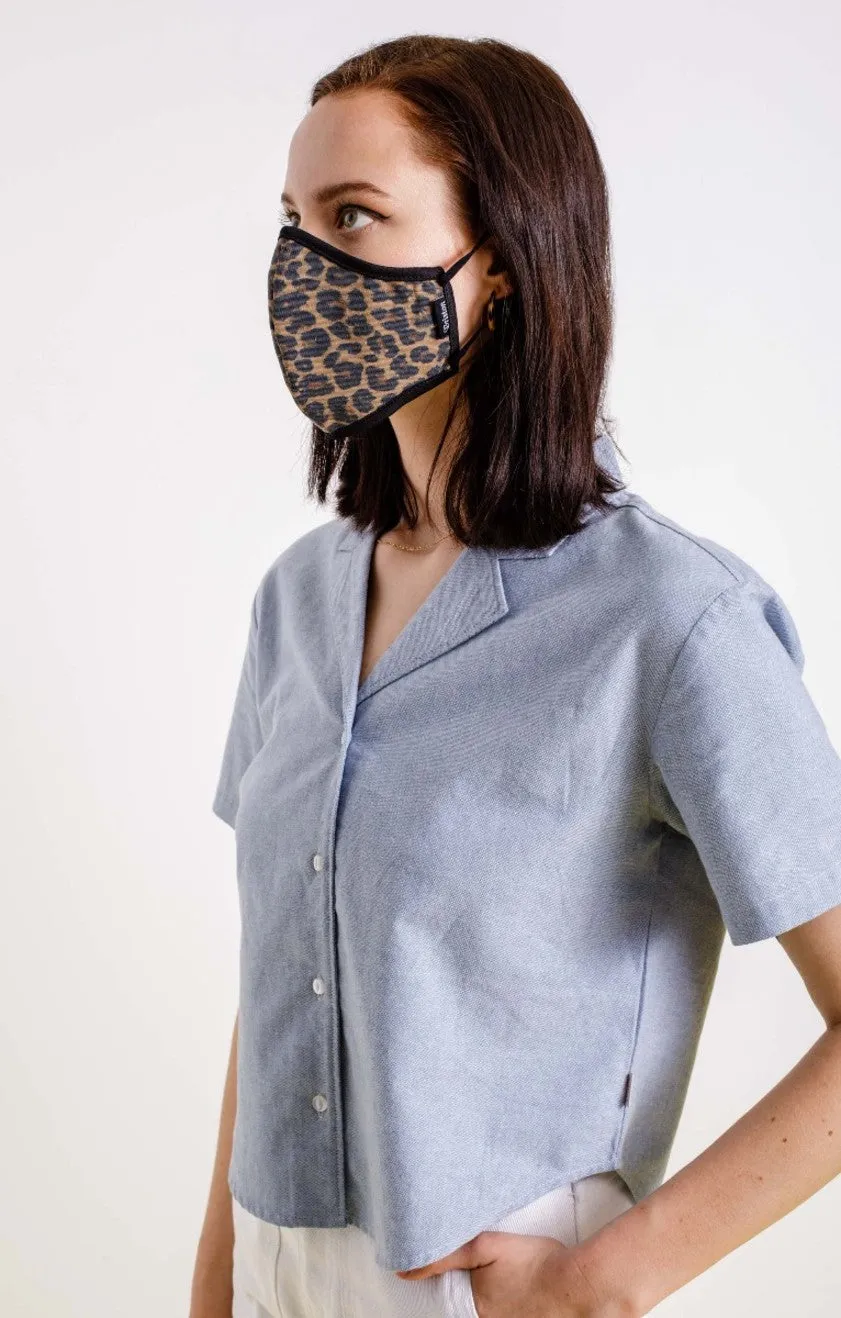 Antimicrobial 4-Way Stretch Face Mask - Leopard