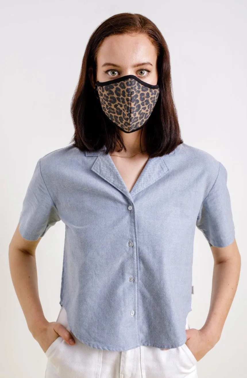 Antimicrobial 4-Way Stretch Face Mask - Leopard