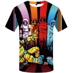 Astronaut T-shirt Men Rainbow Shirt Print Skull T-shirts 3d Colorful Tshirt Printed Graffiti Tshirt Anime Short Sleeve