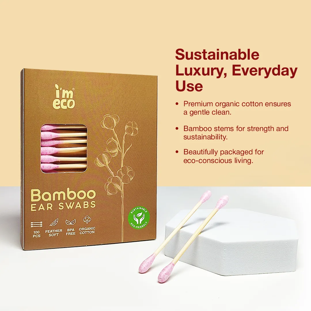 Bamboo Cotton Ear Swabs | 100% Biodegradable, Soft & Sustainable | Plastic-Free Q-Tips