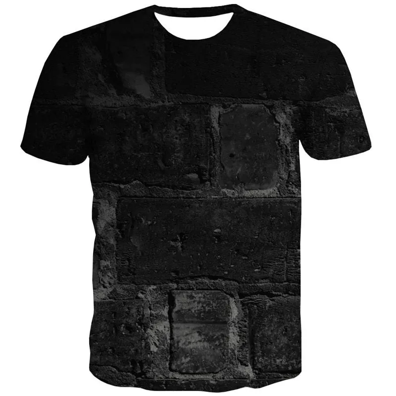 Black brick texture t shirts t shirt 3D special texture art costume different Cool man