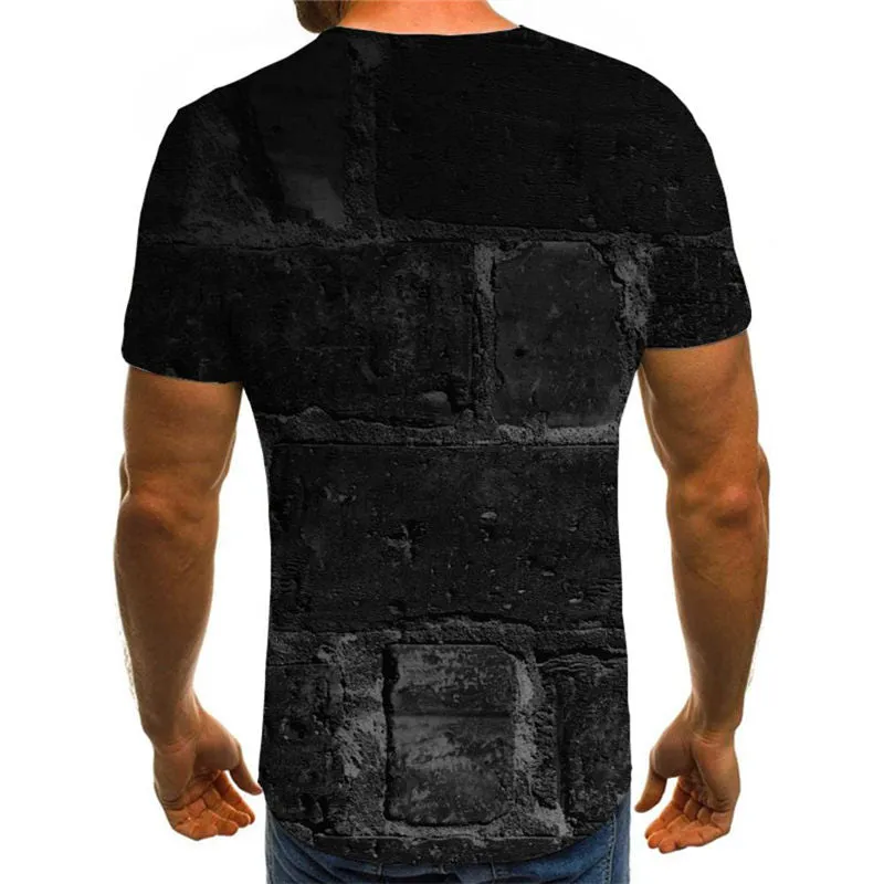 Black brick texture t shirts t shirt 3D special texture art costume different Cool man