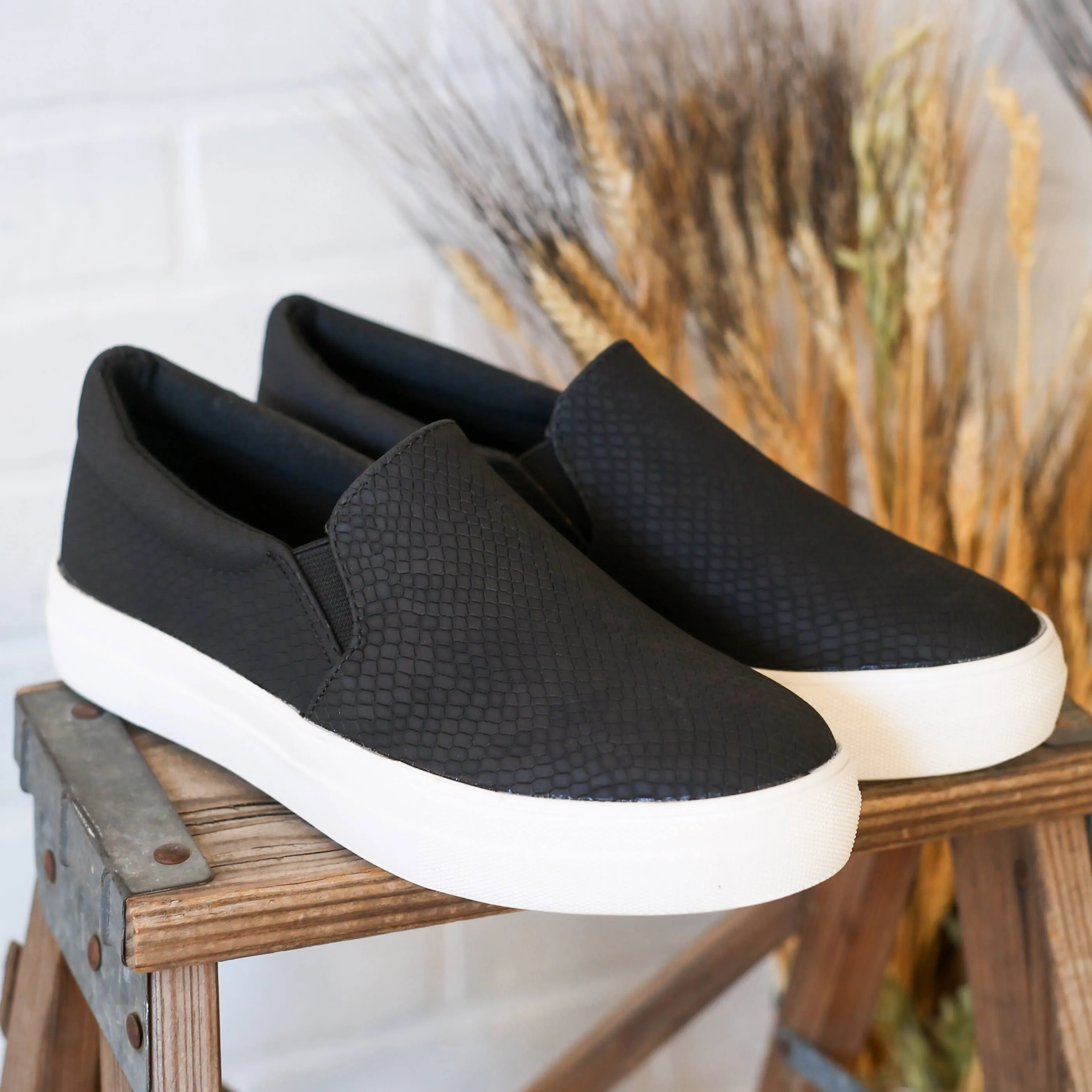 Black Python Slip On Sneakers