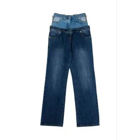 Blue Panelled Waist Jeans