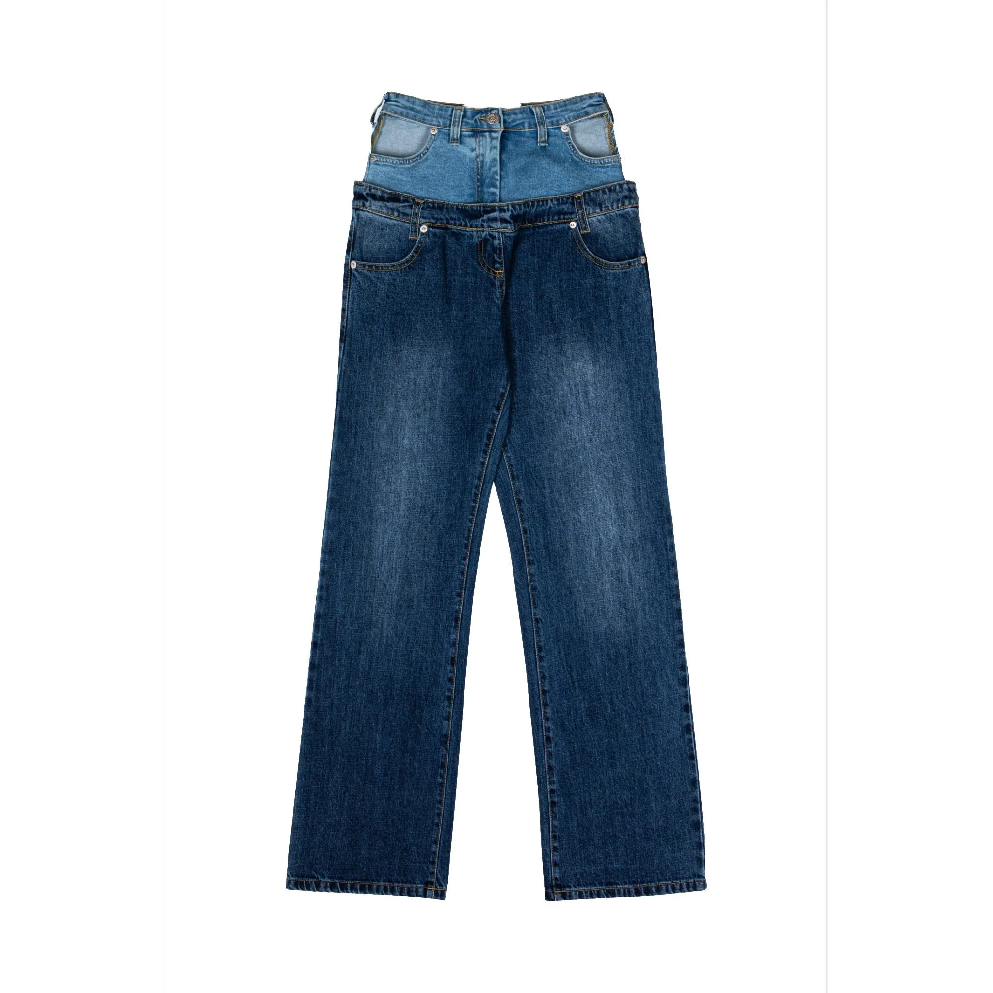 Blue Panelled Waist Jeans