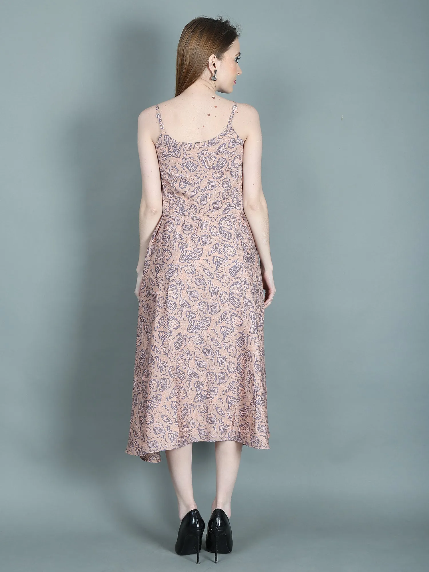 Blush Pink Marble Strap Flared Dress for Women