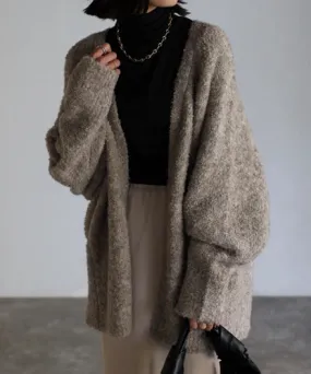 Boucle volume cardigan / beige