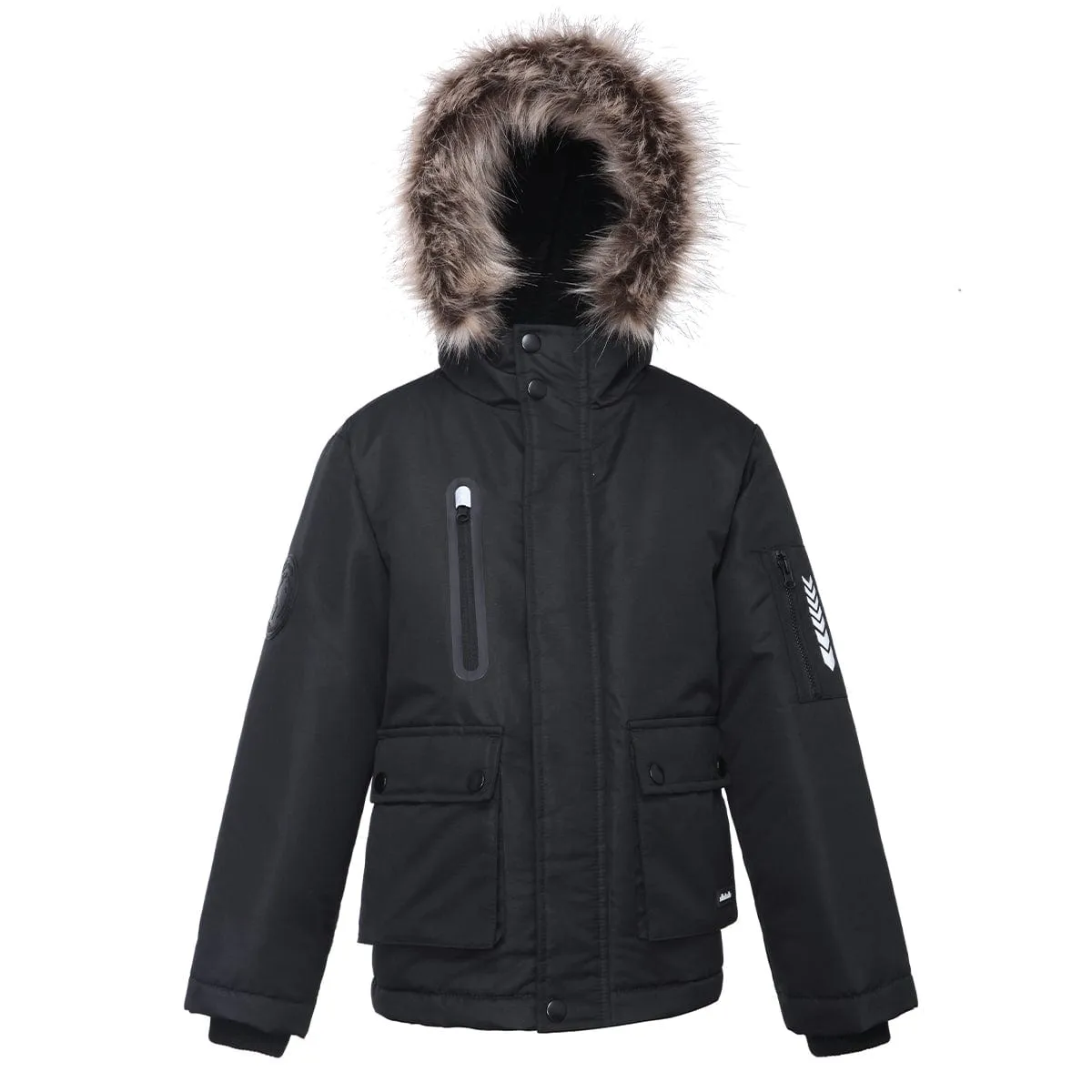 Boys' Parka Jacket with Faux Fur Insulated Hood