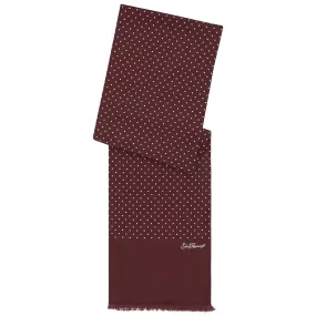 Burgundy and White Spot Printed Silk Scarf