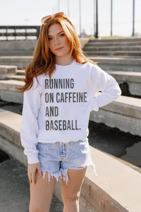 CAFFIENE AND BASEBALL DROP SHOULDER CREWNECK SWEATSHIRT