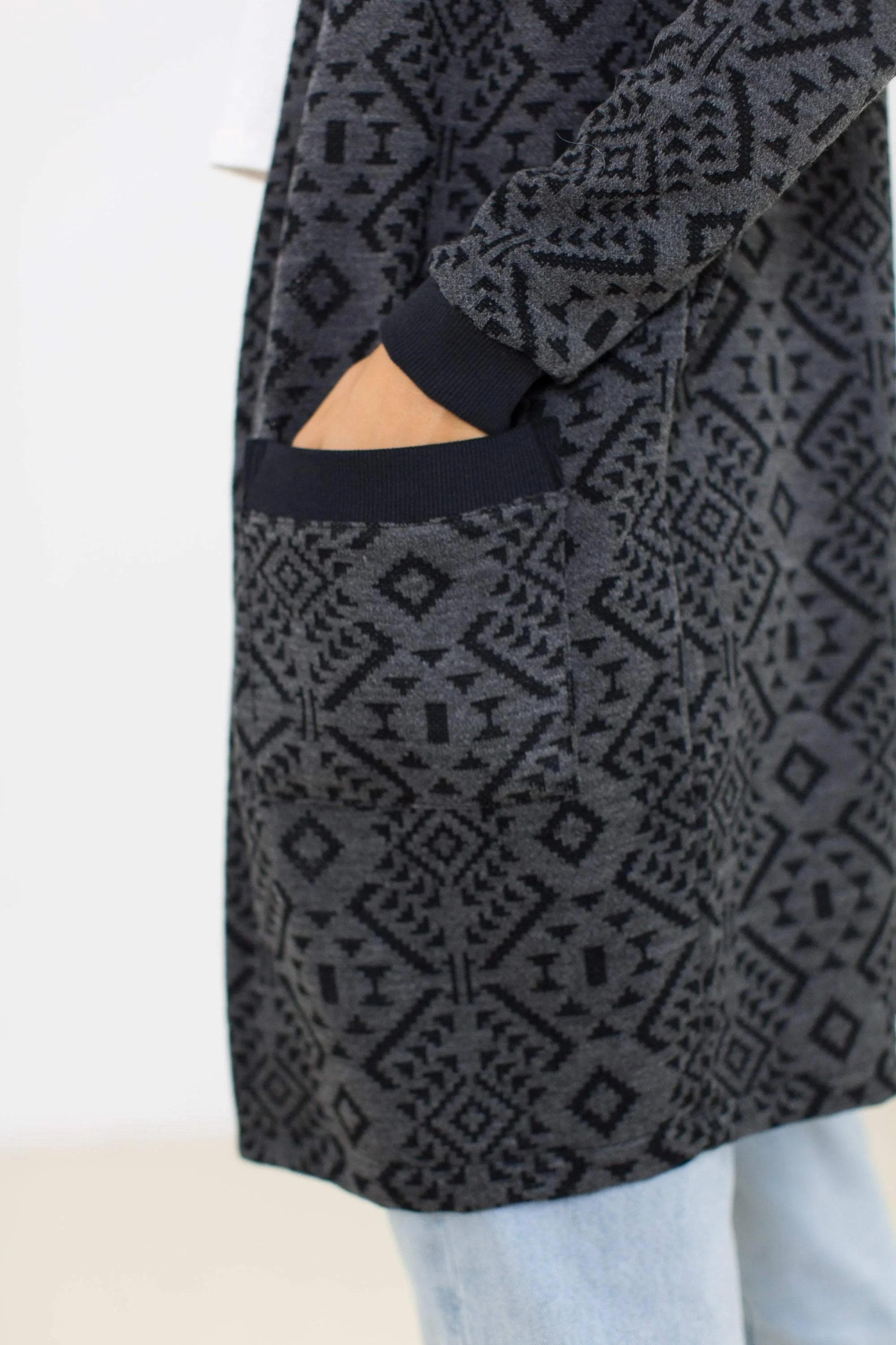 Cardigan Mona in Black Aztec