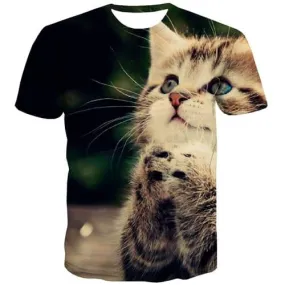 Cat T shirts Men Animal Tshirts Cool Lovely Tshirts Novelty Funny T-shirts 3d Street Tshirt Printed Short Sleeve Fashion Unisex