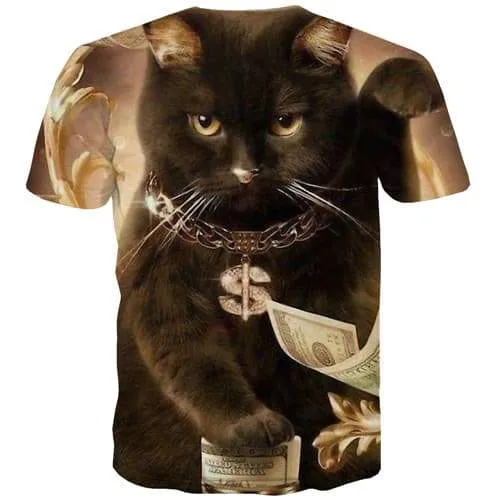 Cat T shirts Men Animal Tshirts Cool Money Tshirt Anime Dollar T-shirts 3d Metal Tshirts Novelty Short Sleeve Hip hop Mens