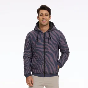 Chocolate Zebra Men's Hooded Puffer Jacket