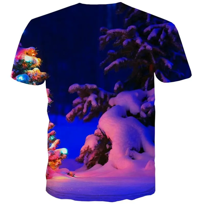 Christmas T shirts Men Snow Shirt Print Tree Tshirts Cool Party T-shirts 3d