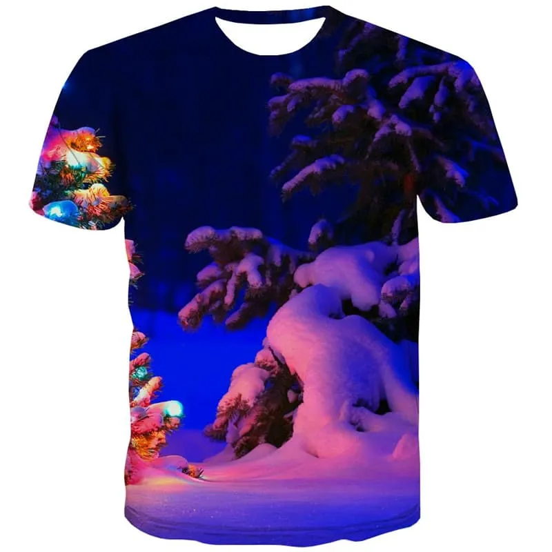 Christmas T shirts Men Snow Shirt Print Tree Tshirts Cool Party T-shirts 3d