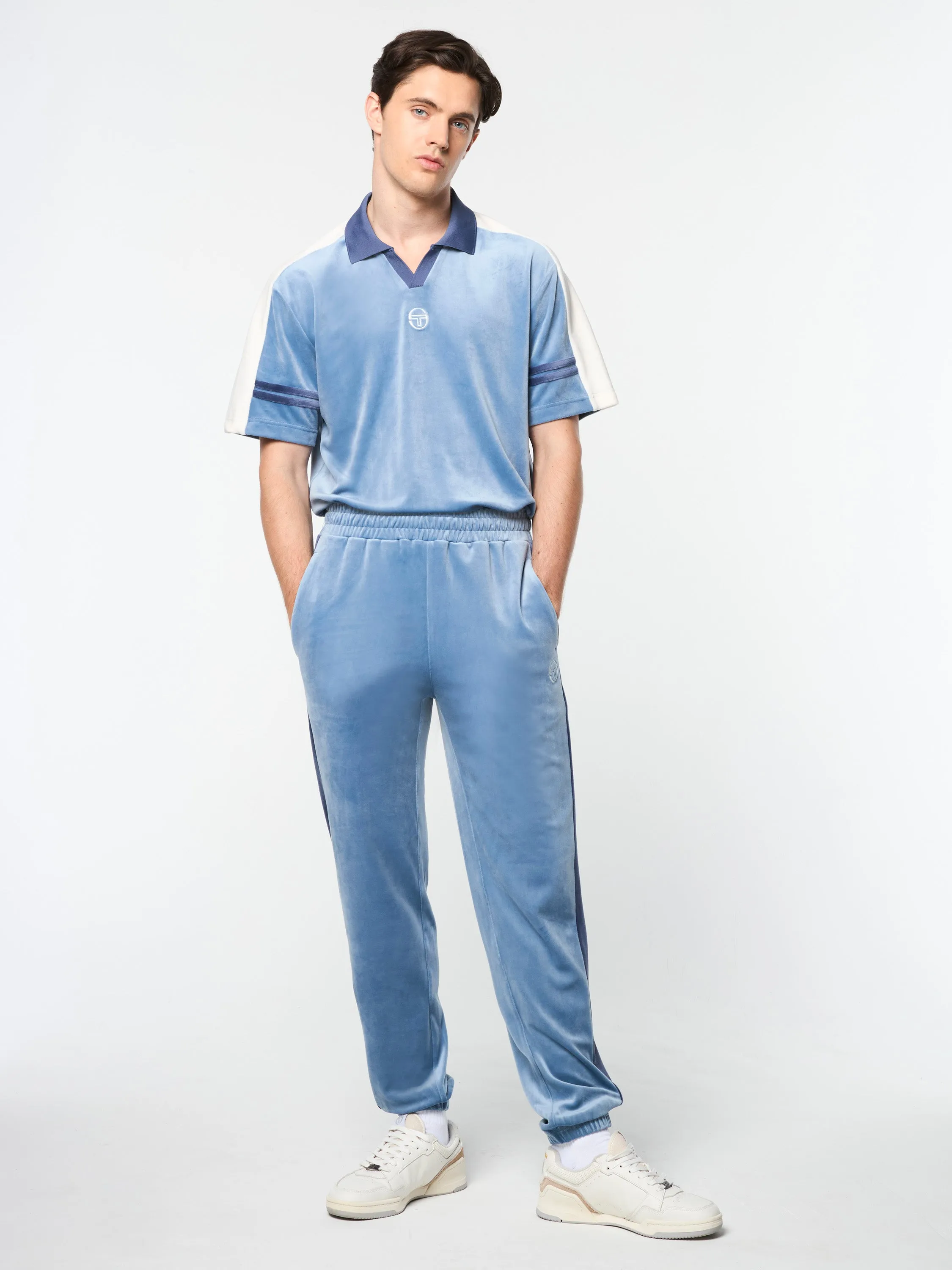 Cielo Velour Track Pant- Faded Denim