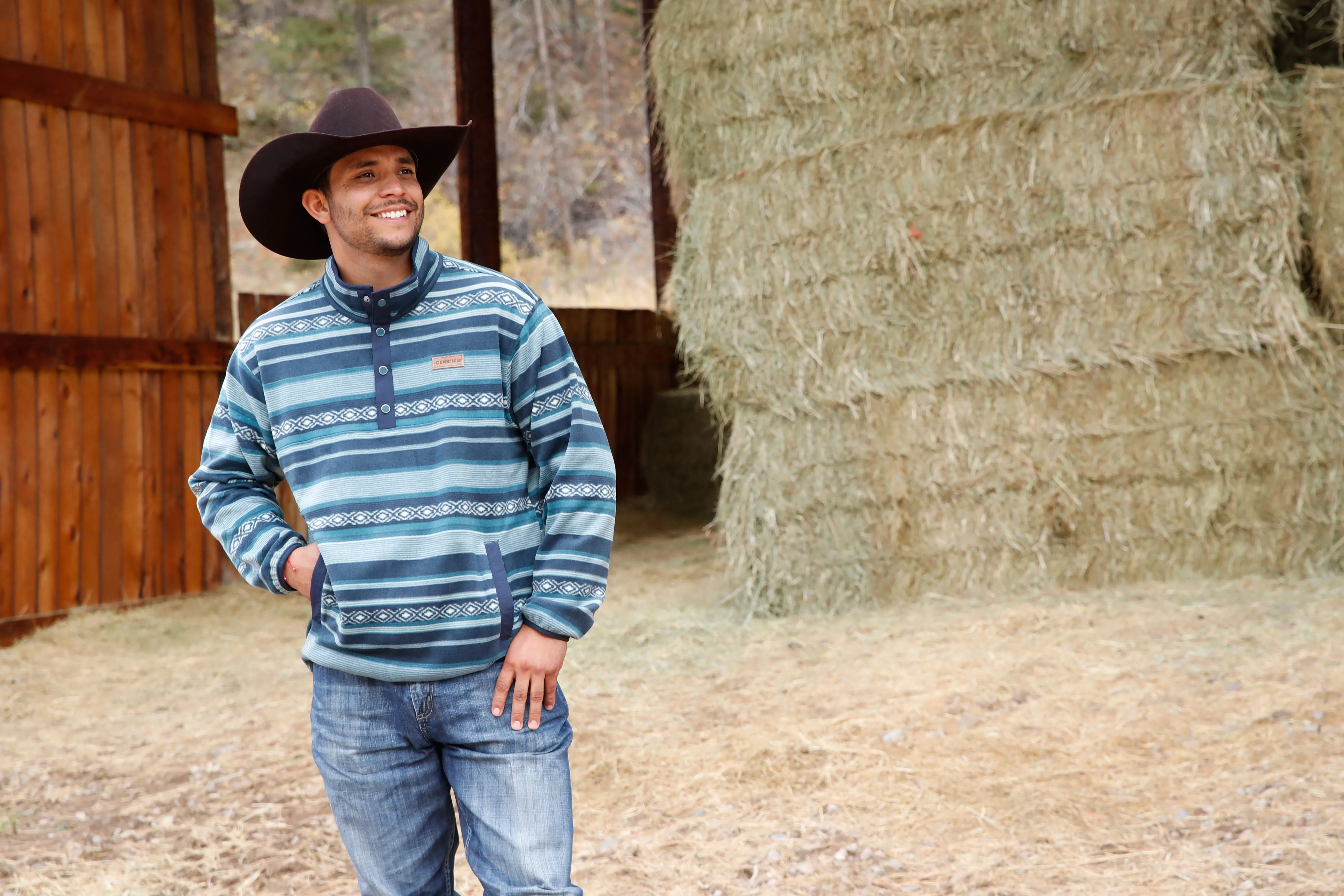 Cinch Men's Green Southwestern Polar Fleece Pullover