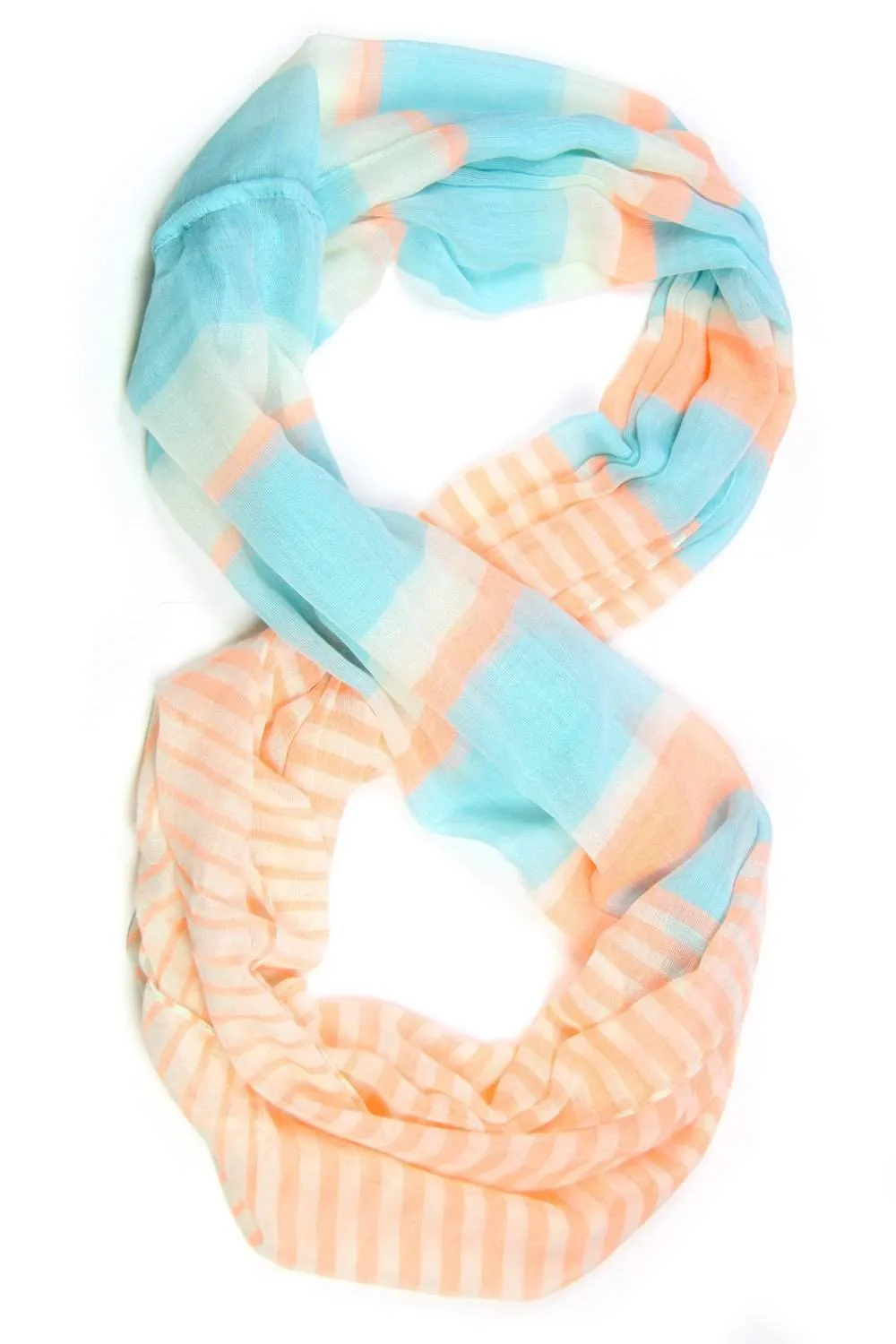 Circle Scarf / Peach & Baby Blue / Unisex