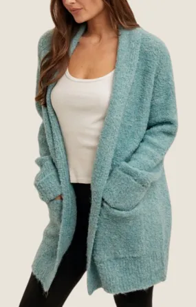 Clarissa Aqua Fuzzy Cardigan