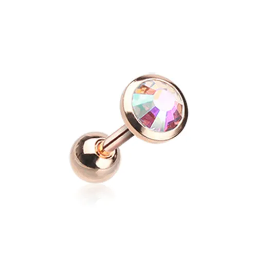 Classic Bezel Stud Body Jewellery with Rose Gold Plating. Labret, Monroe, Tragus and Cartilage Earrings.