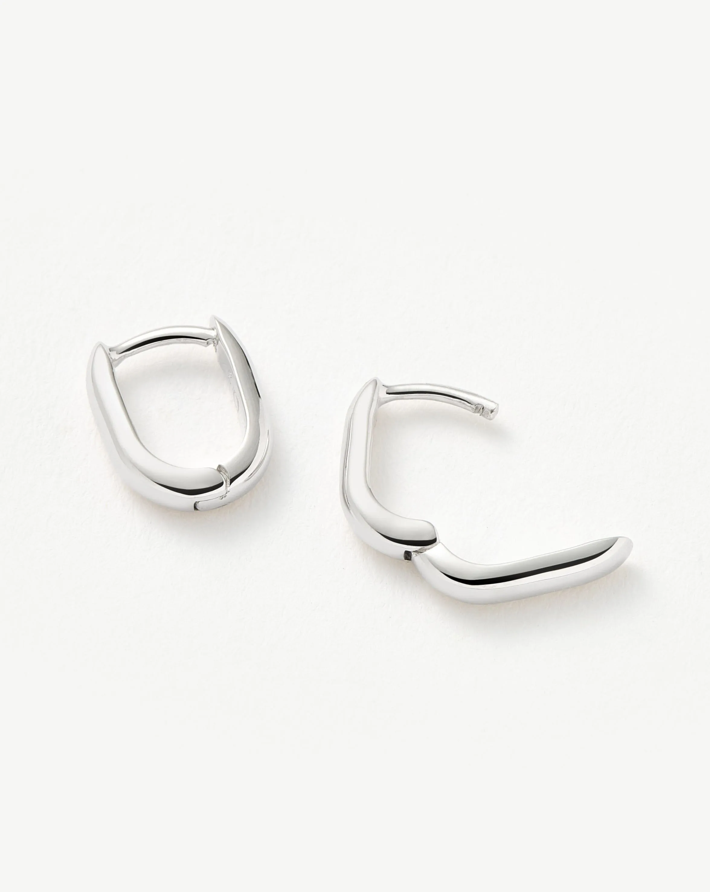 Classic Ovate Huggies | Rhodium Plated on Recycled Sterling Silver