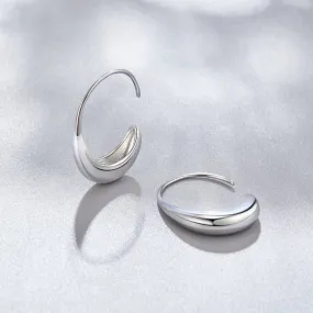 Classic Silver Drop Hoop Earrings