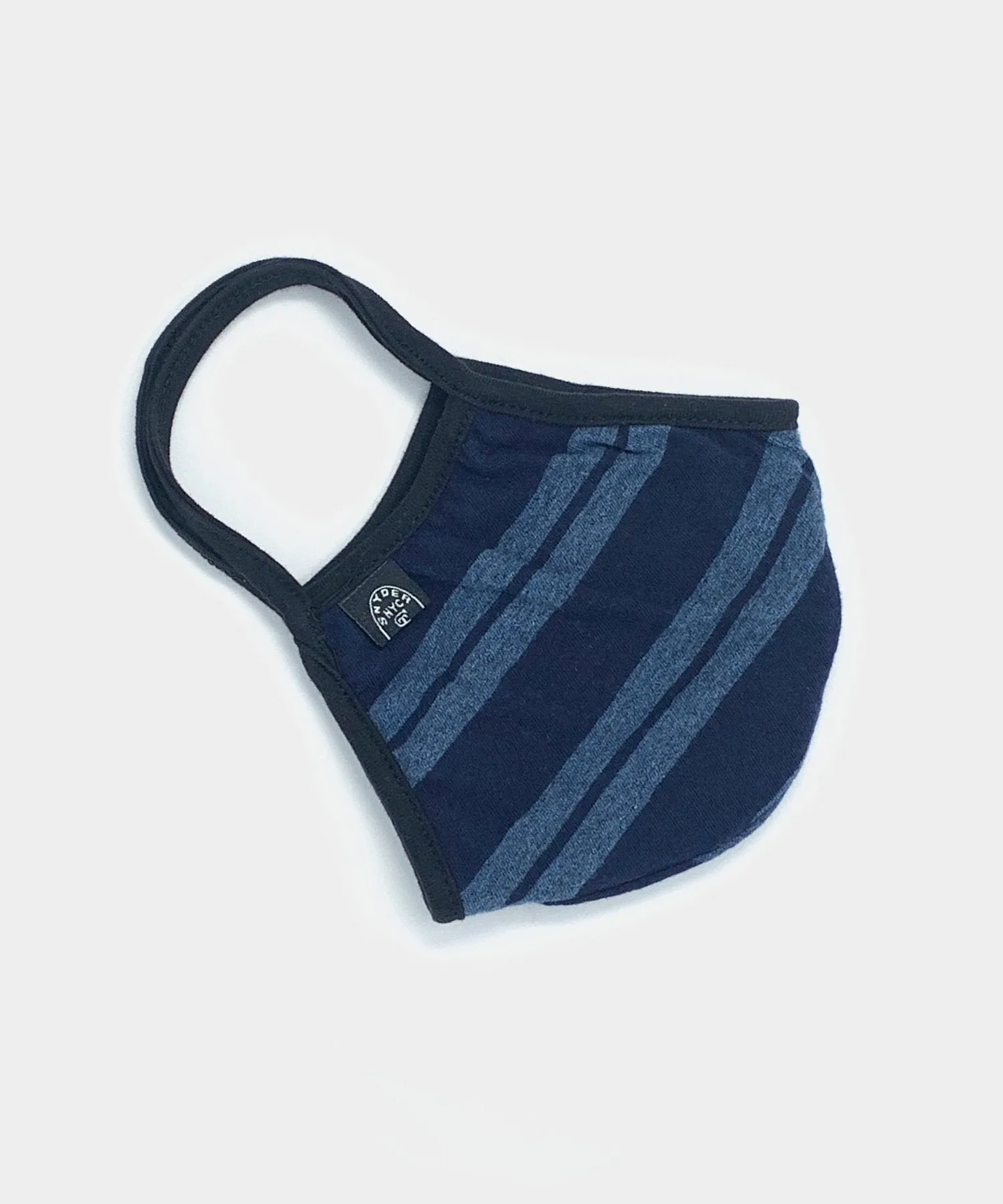 Cotton Jersey Bold Stripe Face Mask in Navy