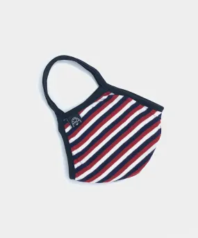 Cotton Jersey Stripe Face Mask in Red