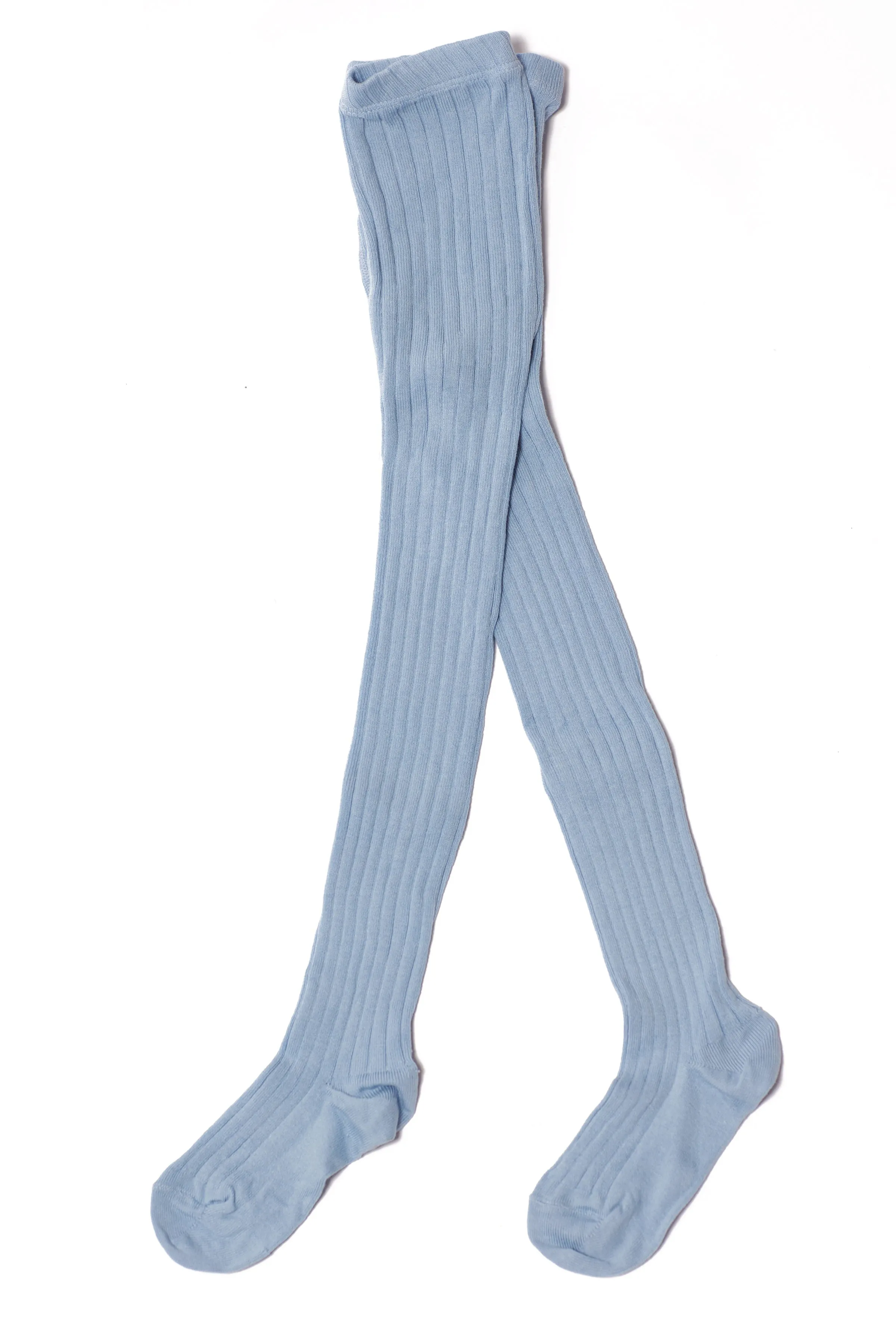 Cotton ribbed tights - Sky Blue