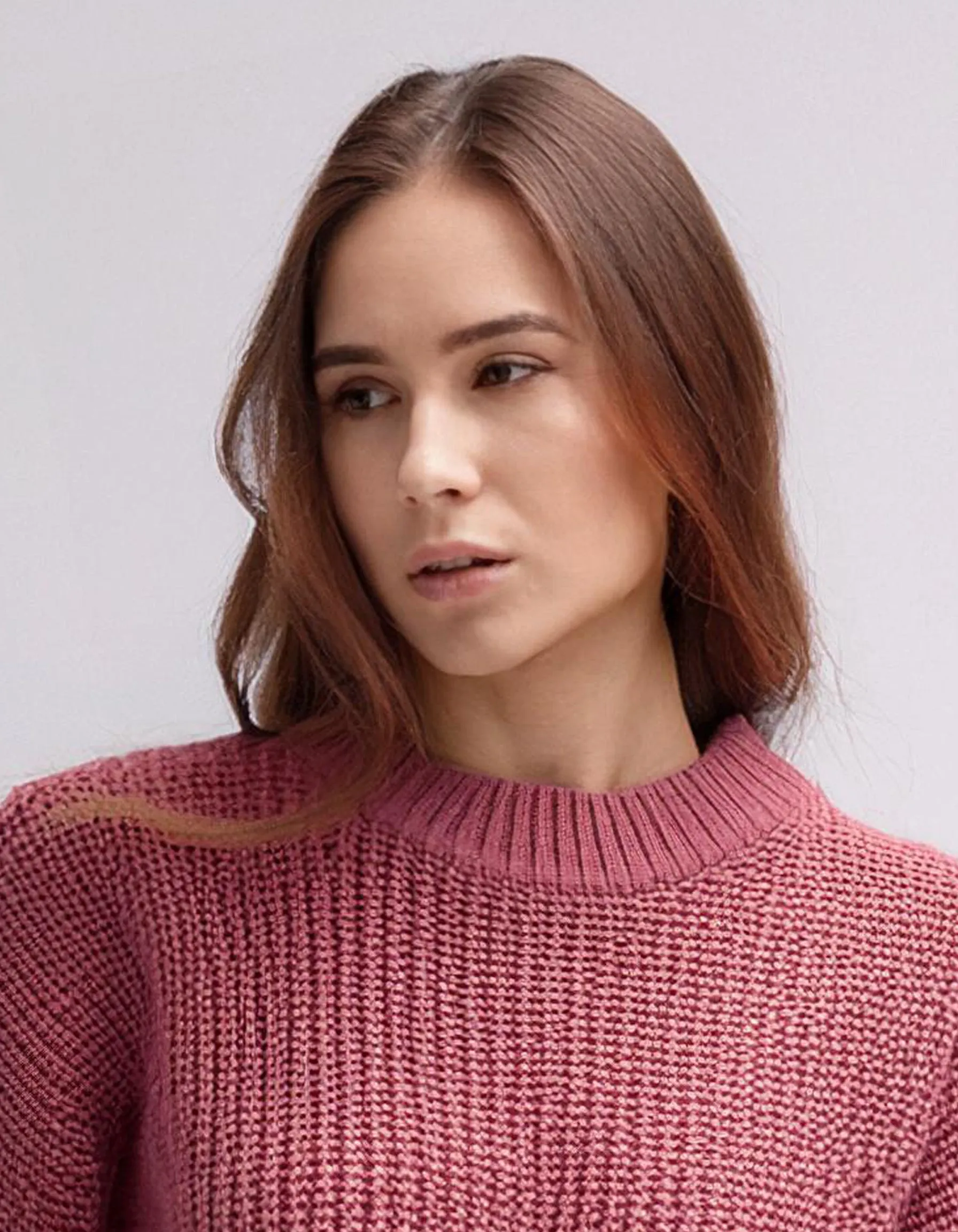 Dark Red Cable Knit Pullover