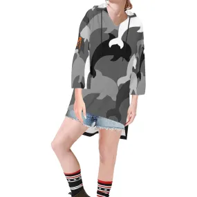 Descendants of the Island Dolphin Camo 6 Women's V-neck Step Hem Tunic Hoodie