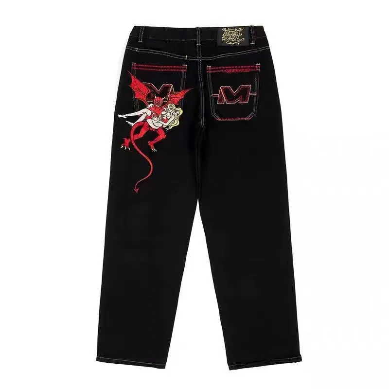 Devil And Beauty Jeans Men's Casual Loose Straight Trousers