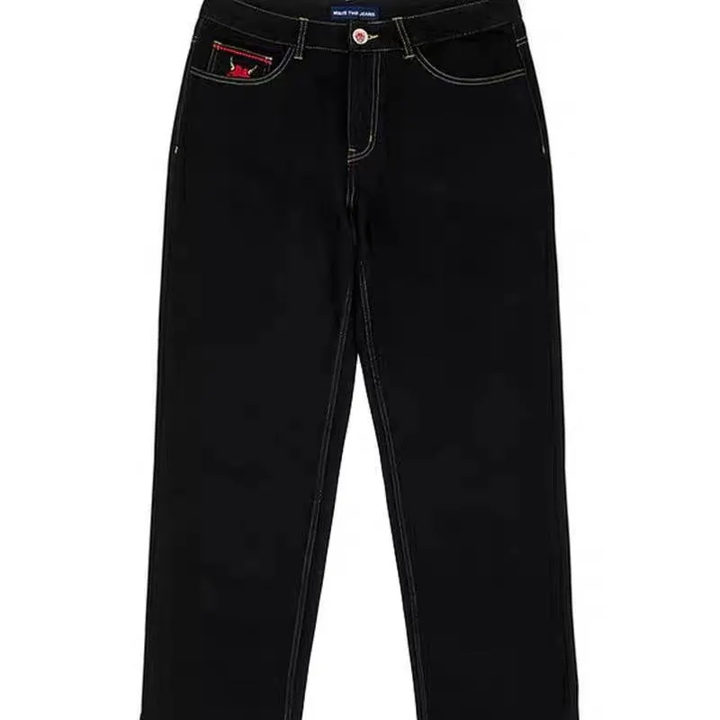 Devil And Beauty Jeans Men's Casual Loose Straight Trousers