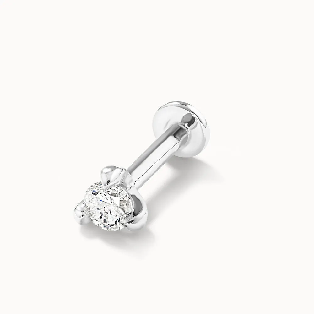 Diamond Helix Single Stud Earring in Silver